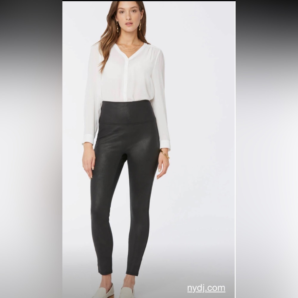 NYDJ Black Coated Pull On Skinny Leggings Pants